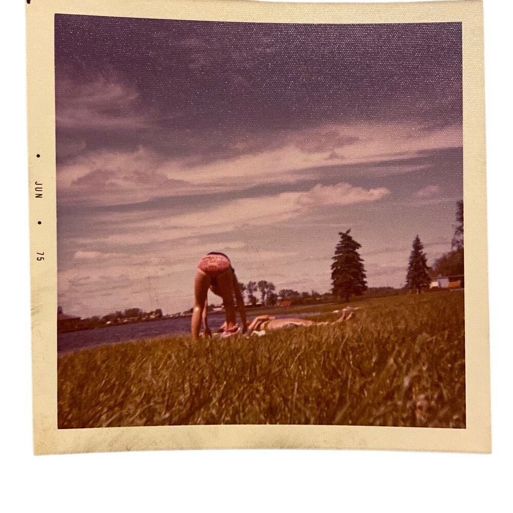 1975 Vintage Polaroid Photograph Picture Snapshot Photo Sunbathing Tanning